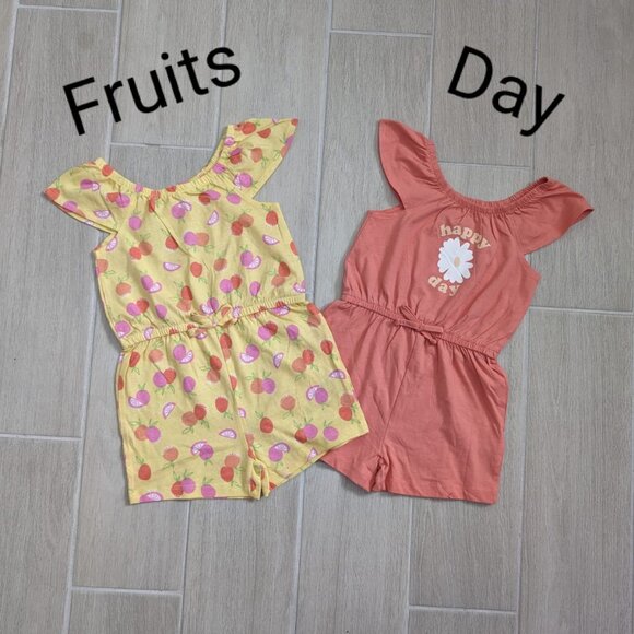 Girls Summer Pull-on Rompers NWOT Sizes 2T to 7/8 Pick any 2 Super cute prints - Picture 3 of 5